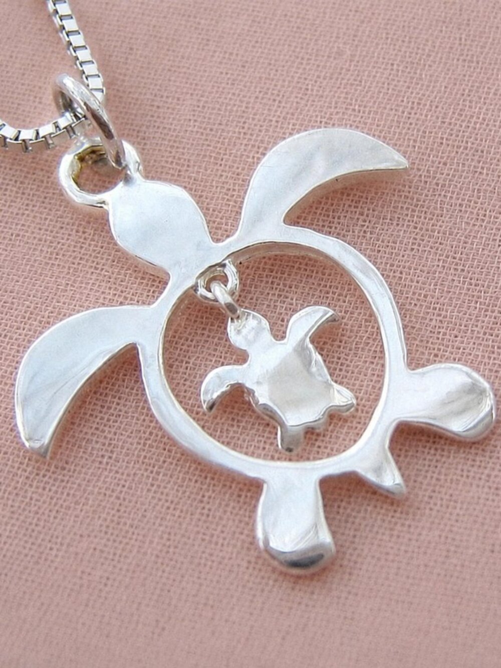 Sea Turtle Necklace for New Mom 925 Sterling Silver - Picture 6 of 10